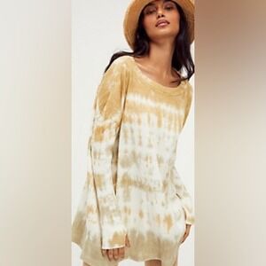 Free People We The Free Tie Dye Thermal Oversize Thumbholes Boho Size L
